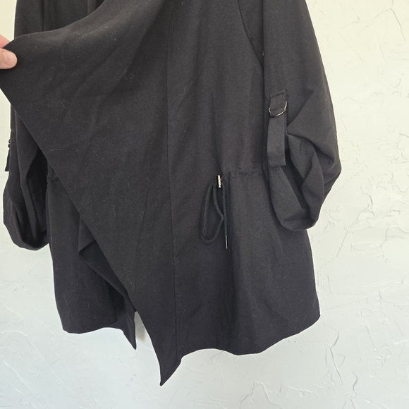 Eloquii Black Drapey Open Drawstring Waist Jacket - Picture 2 of 7